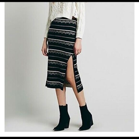 Free People slit pencil skirt in nordic stripe - Picture 6 of 11